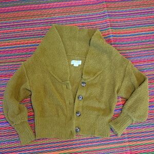 Anthropologie Maeve Mustard Cardigan
